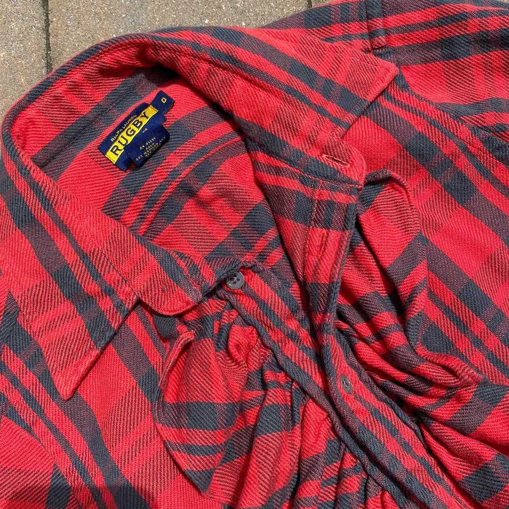Rugby Ralph Lauren Ruffle Flannel Plaid Shirt - Picture 6 of 7